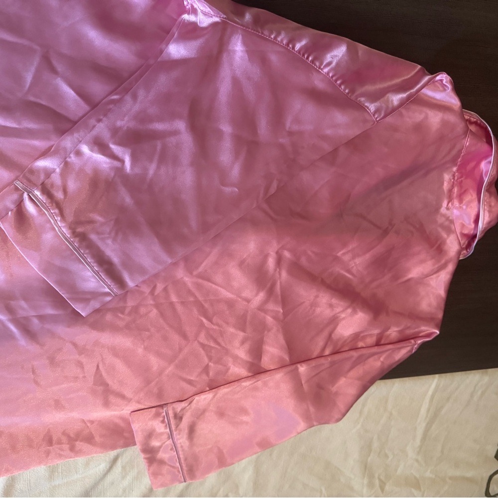 Pink Satin-like Pajamas Set